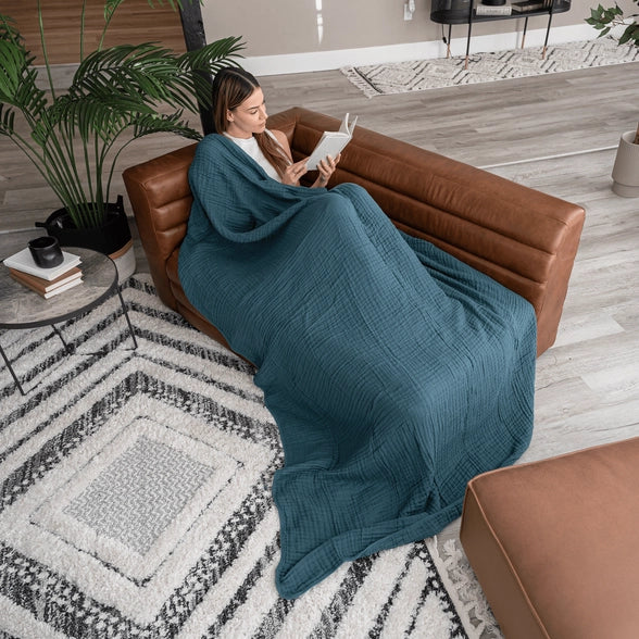 Comfy Cubs Muslin Throw | Neptune